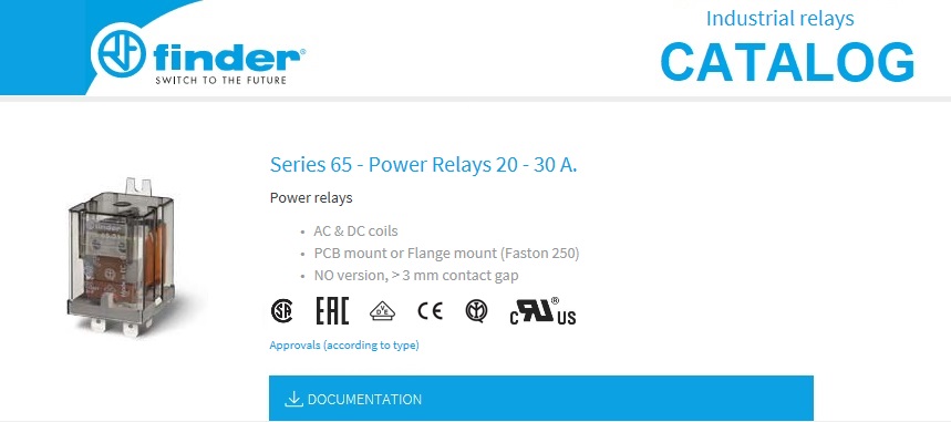 Finder Series 65 - Power Relays Catalog